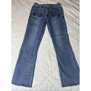Dear John Jeanne Flare Jeans Women's Size 27 High Rise Braided Pocket Raw Hem
